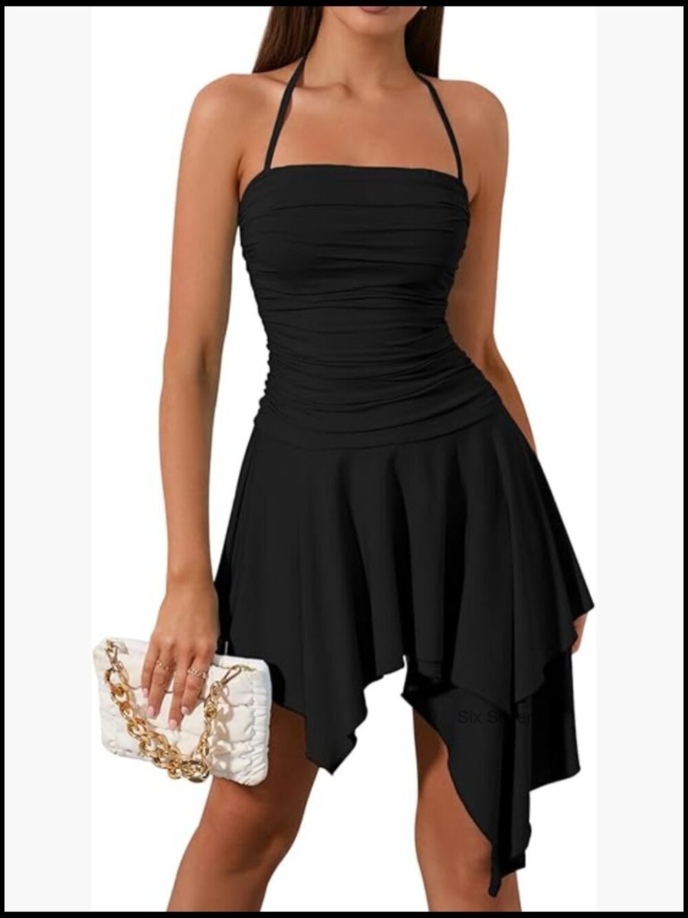 Ruched Bodycon Mini Dress Halter Backless Ruffle Party Club Summer Short Dress